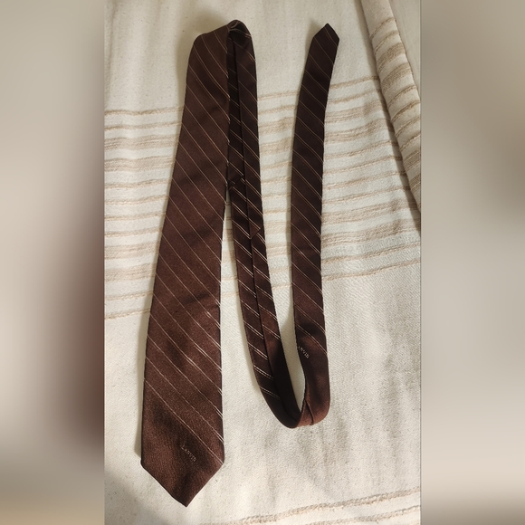 Vintage Lanvin Silk Brown Striped Tie - Picture 3 of 6
